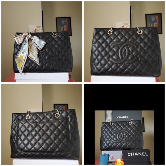 Chanel grand shopping tote black caviar silver hard ware bag - Picture 1 of 7